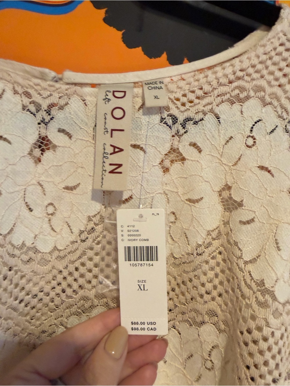 dolan Cream Floral Crochet Lace Blouse - Picture 4 of 4